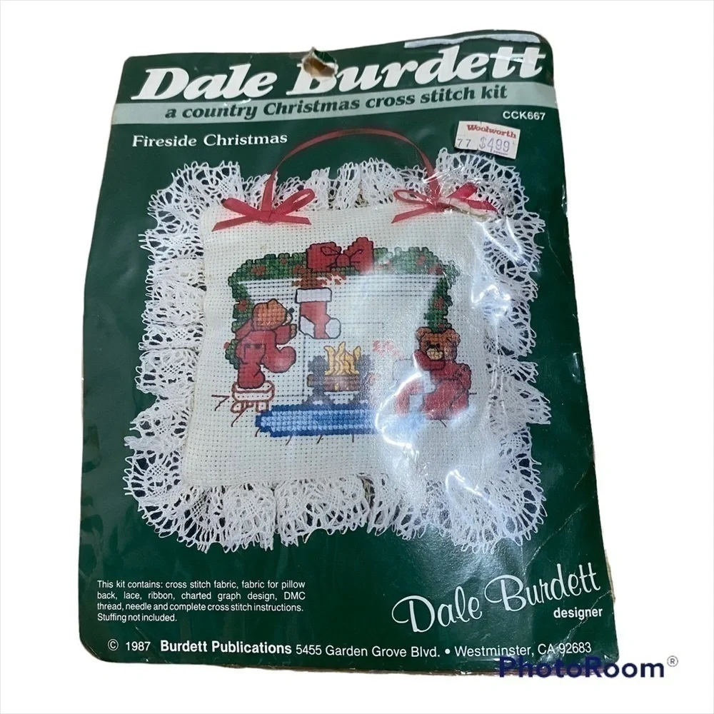 Vintage Dale Burdett Christmas Cross Stitch Kit NEW Fireside Pillow Ornament